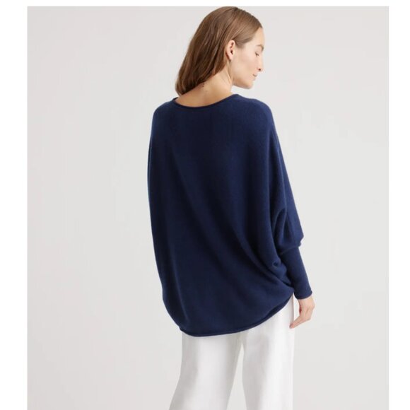 Quince | NEW Navy 100% Cashmere Batwing Knit Relaxed Fit Sweater Size One Size - Picture 2 of 8